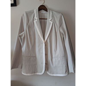 Women's Isaac Mizrahi Live! Light Gray & White Blazer 18W